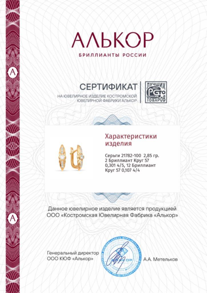 Серьги из золота 21782-100