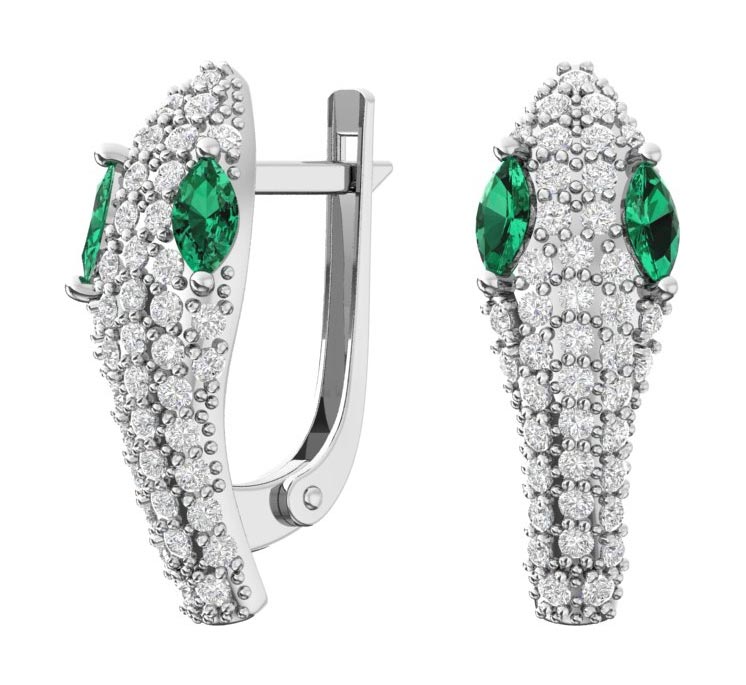 Серьги из серебра 2101524-00455 Змея