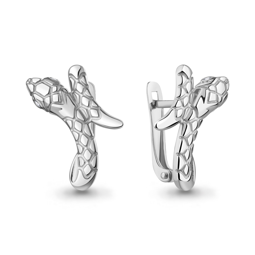 Серьги из серебра 400556А Змея