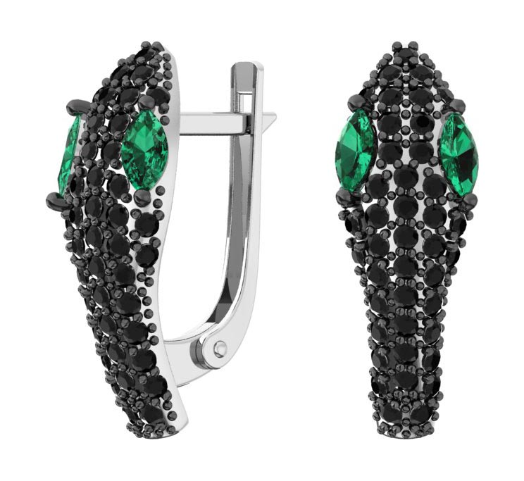 Серьги из серебра 2101524-00435 Змея