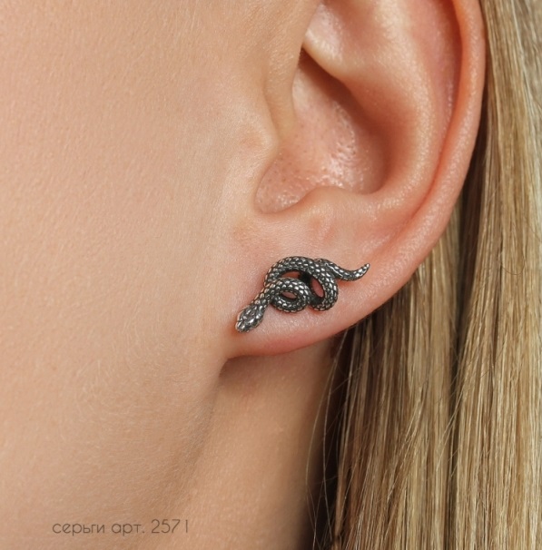Серьги из серебра 2571 Змейка