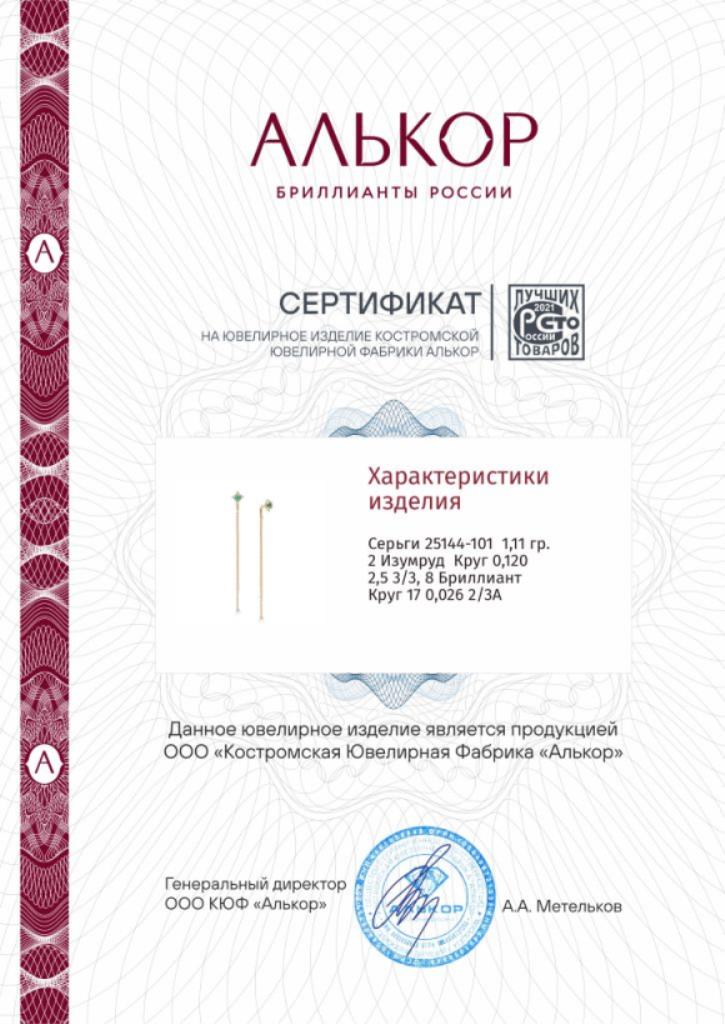 Серьги из золота 25144-101