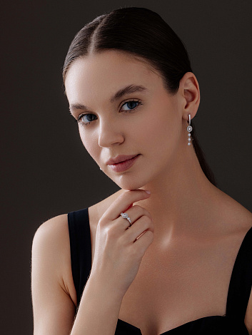 Серьги из серебра 02-4008/00КЦ-00