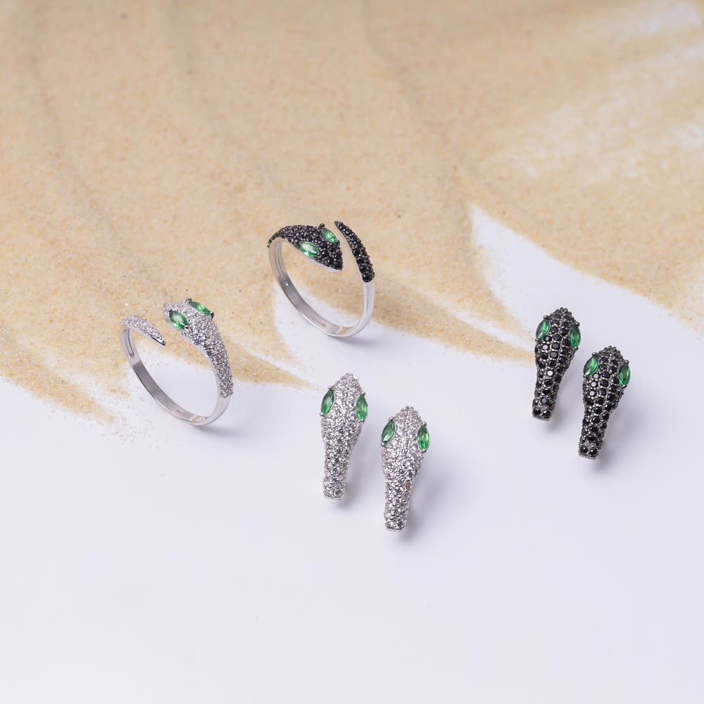 Серьги из серебра 2101524-00435 Змея
